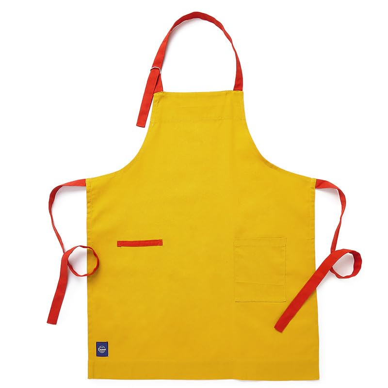 Encasa XO Adjustable Kitchen Cotton Apron With Pockets & Towel Holder Of Size 68x85 cm (Mango) for Men & Women Chefs For Cooking & Baking in Home