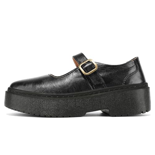 BEAUSEEN Women's Mary Jane Shoes with Platform Sole - Comfort Round Toe Strap Ballet Flats for Women - Chunky Heel Dress Flats2