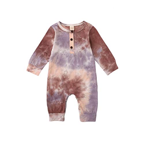 Image of Saliuentm Newborn Baby Boy Girl Romper Onesie Tie Dye Clothes Cotton Long Sleeve Jumpsuit One Piece Fall Winter Outfits