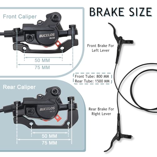 image for BUCKLOS 2 Piston Bike Hydraulic Disc Brakes with Brake Pad Aluminum Al