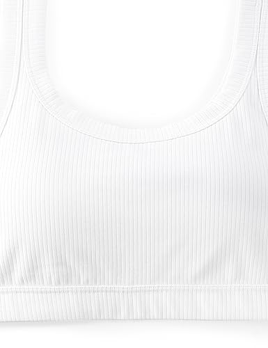 Image of CRZ YOGA Ribbed U Neck Sports Bras | Medium Support, Removable Pads, Casual, Wide Straps, for Women