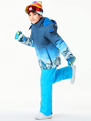 Image of WOWULOVELY Big Boy's 2-Piece Colorblock Snow Pants and Jacket Snowsuit Ski Suit