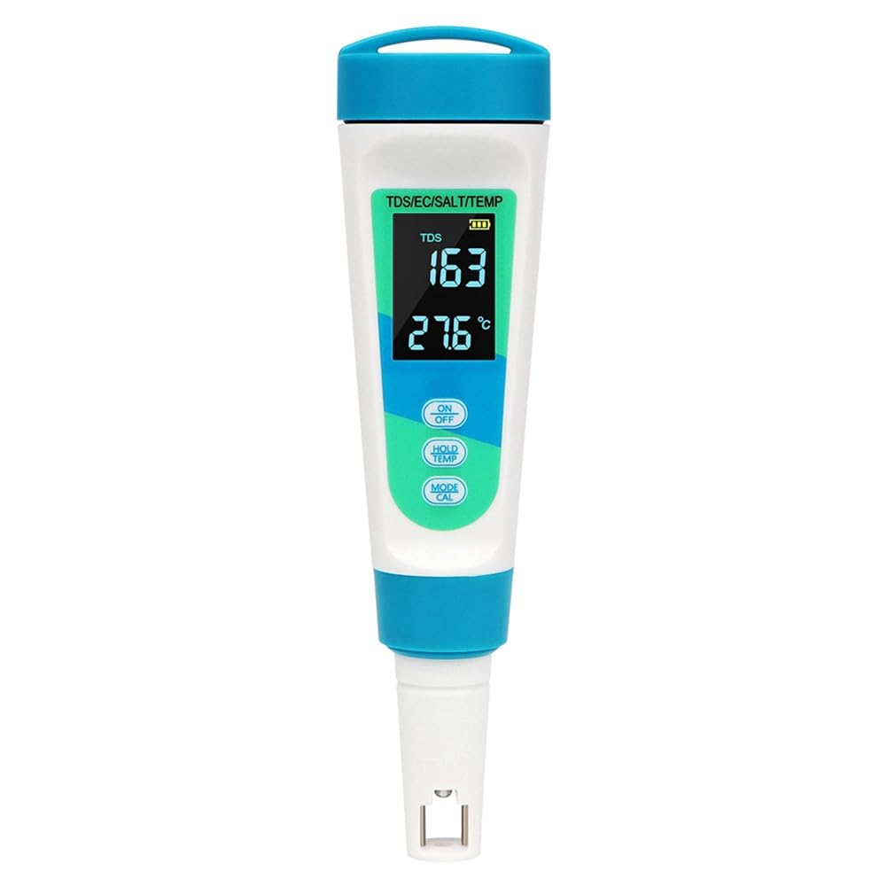 Littimoon 4-in-1 Digital Salinity Meter TDS/EC/Salt/Temp Detector Water Conductivity Tester Pool Water Salinometer