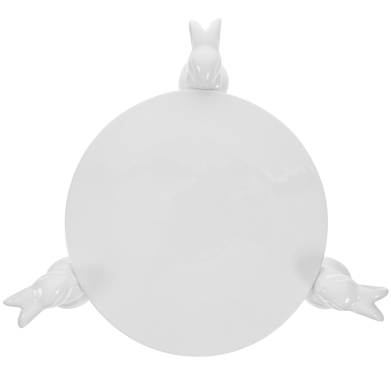 Alipis 1ensemble Plateau à Gâteau Rond Céramique Avec Décoration De Lapin Accessoire De Fête De Pâques Pour Desserts Et Fruits Pour Réunions Familiales Et Événements Festifs