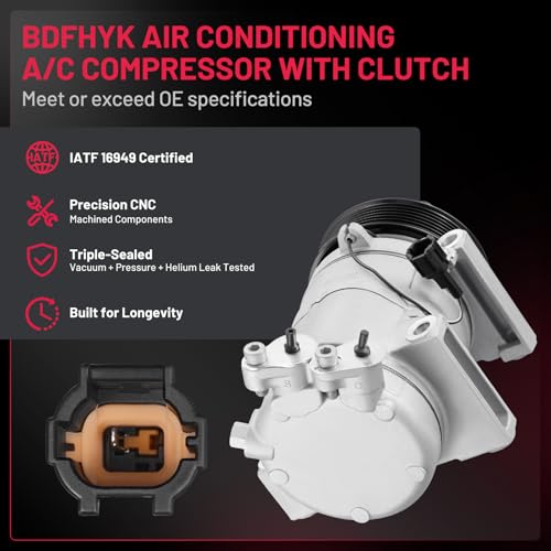 BDFHYK Air Conditioning A/C Compressor with Clutch Compatible with Infiniti QX80 2014-2022, QX56 2004-2013, Compatible with Nissan Armada 2005-2022, NV2500 NV3500 12-21, Pathfinder 08-12, TITAN