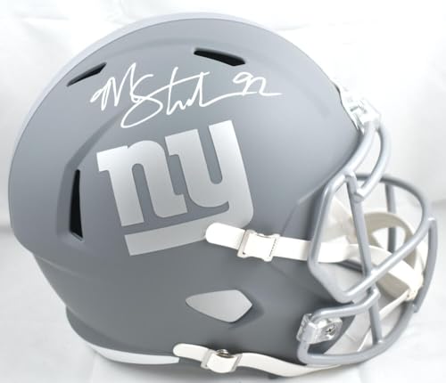 Michael Strahan Autographed Giants F/S Slate Speed Helmet-Beckett W Hologram White