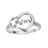 CloseoutWarehouse 925 Sterling Silver Love of Mom Heart Ring Size 9