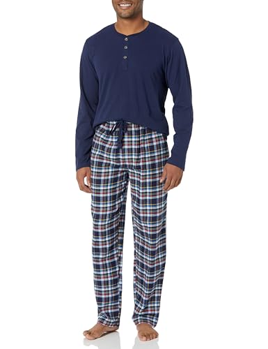 Ensemble de pyjama pour homme Hikyskin pantalon de nuit en flanelle et haut de nuit Henley