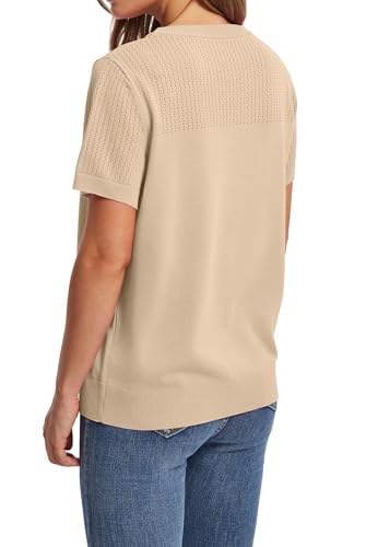 Image of WIHOLL Short Sleeve Sweater for Women Trendy Summer Tops 2026 Early Spring Fashion Business Casual Outfits