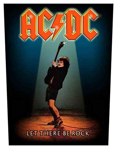Licenza ACDC Let There Be Rock Backpatch, 36 x 30 cm, nero, logo rock band, cucito, toppa ricamata