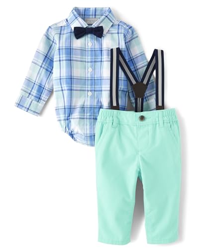 Image of The Children's Place baby-boys And Newborn Button Down Shirt and Pants, 2 Piece Outfit