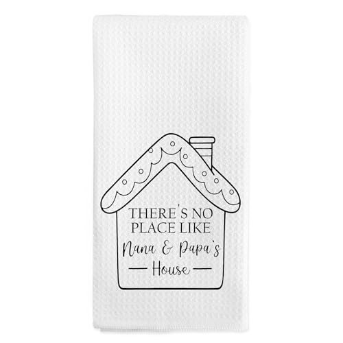 nvucamd Nana and Papa Gifts Kitchen Towels Christmas Housewarming Gifts for Nana Papa Hand Towels Mothers Day Birthday Grandparents Gift Dish Tea Towel for Kitchen Bathroom 16x24 Inch