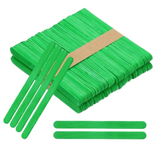 PATIKIL 100 Pack Craft Sticks 4.5 Inch Wood Sticks for Crafts Ice Cream DIY Home Art Projects Creative Designs Education Green