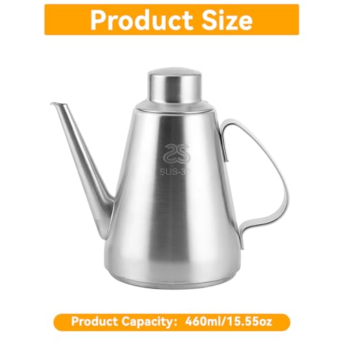 Image of 15.55oz /460ml Stainless Steel Olive Oil Dispenser with Anti-Drip Spout