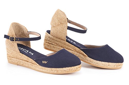 VISCATA Handmade in Spain Canet 2" Wedge, Ankle-Strap, Soft Canvas, Closed Toe, Classic Espadrilles Heel