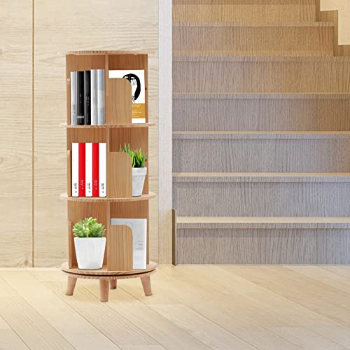 Ocasami 3 Tier Rotating Bookshelf 360 Display Floor Standing Shelves Bookshelf Book Storage For Kids&Adults, Wood Bookshelf Organizer, Cornerbookshelf, Space Saving(40"X18"X18") #TOP7