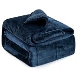 Lofus Weighted Blanket for Adults(15 lbs, 60" x 80"), Queen Size Heavy Blanket Machine Washable, Soft Weighted Blankets for Stress Relief and Sleep Promotion-Navy Blue