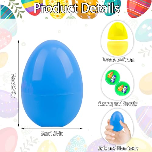 50PCS Large Colourful Fillable Plastic Surprise Easter Eggs, Large Assorted Colour Fillable Plastic Surprise Easter Eggs