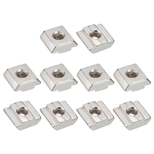 uxcell T Nuts, 30pcs - Nickel Plated Carbon Steel T Slot Bolts, 3030 Series M6 Hammer Head Fastener, Sliding T Nuts for Aluminum Extrusion Profile (Silver)