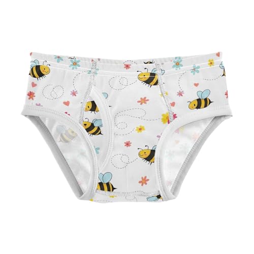 CHIFIGNO Cute Cartoon Bees Floral White Boy Briefs Cotton Boys Underwear Breathable Soft Briefs Underwear