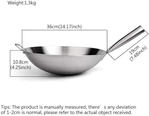 Wok profesional grande con mango de acero 36 cm miniatura 2