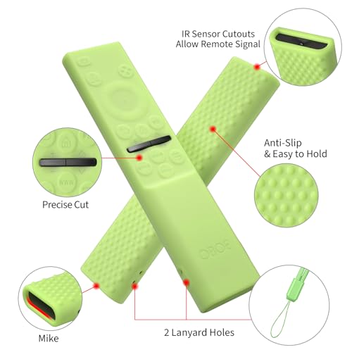 Image of OBOE Silicone TV Remote Cover for Samsung BN59-01311, Glow in Dark Green | Compatible with Samsung Smart QLED TV Remote, Full Wrap Protective Case, Remote Not Included