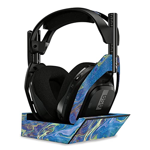 Image of MightySkins Glossy Glitter Skin Compatible with Astro A50 Wireless Headphones + Base Station (Gen 4) - Blue Pour | Protective, Durable High-Gloss Glitter Finish | Easy to Apply | Made in The USA
