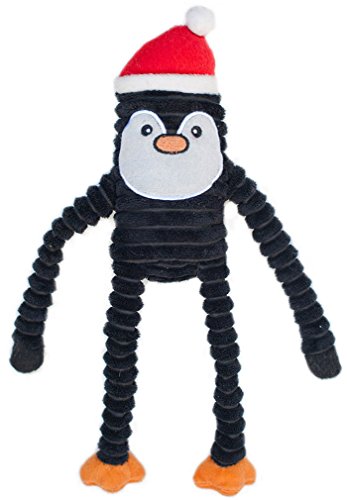 ZippyPaws Holiday Crinkle Squeaky Penguin Plush Dog Toy, Large