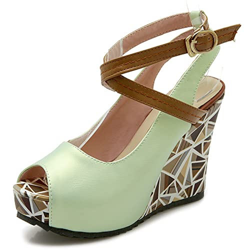 Gicoiz Women Wedge High Heel Peep Toe Platform Pumps