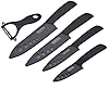 Wolf War Coltello in ceramica, set di coltelli in ceramica con custodia, set di coltelli da cucina con 4 coltelli e 1 pelapatate, set di coltelli da cucina per carne, frutta, verdura, colore nero