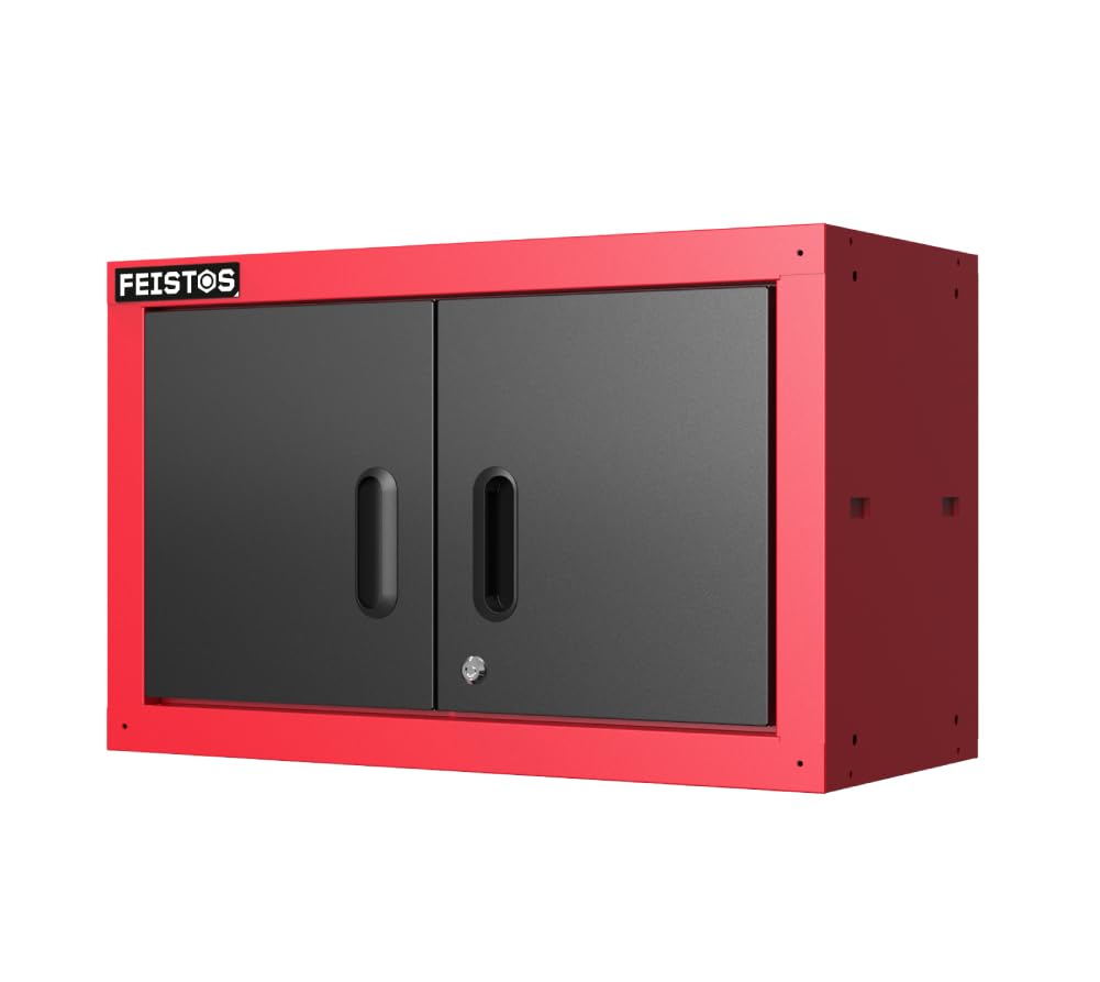 Werkstatteinrichtung | Werkzeugschrank Juno 14 | inkl. Lochwand | Schwarz/Rot | 264x46x198 cm