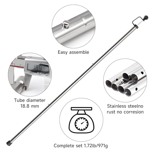 Tarp Poles Adjustable Heavy Duty 90 in Camping Tent Poles for Tarp Portable Telescoping Tent Poles for Awnings Canopy Rain Fly Shelter Set of 2 - Thumbnail 2