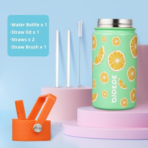 Image of BJPKPK Insulated Water Bottle, 15oz Stainless Steel with Straw Lid