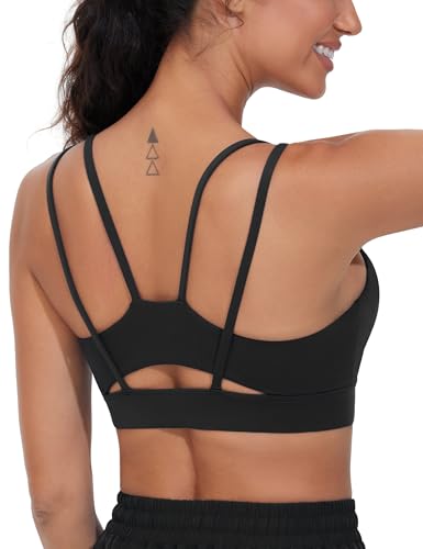 THE GYM PEOPLE Women's Double Spaghetti Strap Sports Bras Supportive Strappy Workout Bra with Padded2