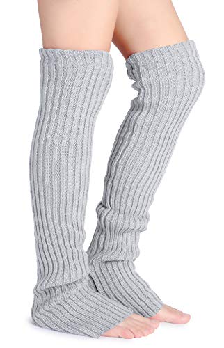 Pareberry Women's Winter Over Knee High Footless Socks Knit Warm Long Leg Warmers (Light Gray, 27 Inches)