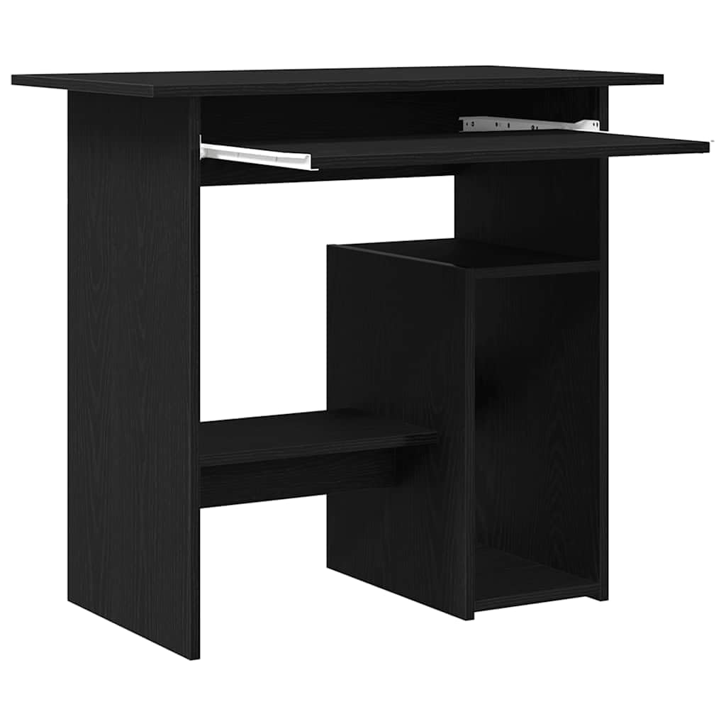 Scrivania nera effetto rovere, 80 x 45 x 74 cm, scrivania per computer in legno con scomparto, tavolo da ufficio moderno, piccolo tavolo da lavoro per casa e studio