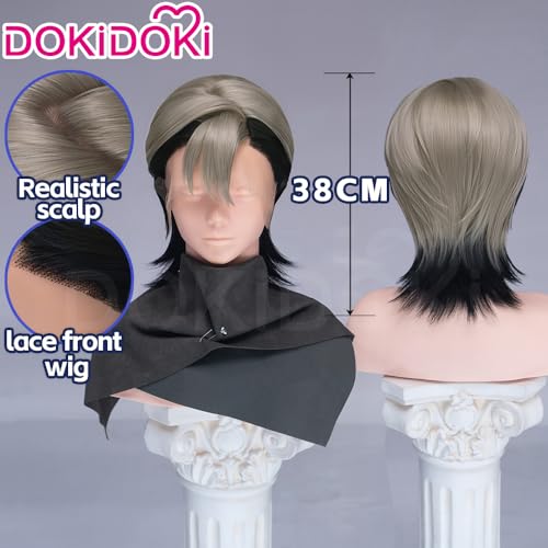 KIRA KIRA Anime Zanka Cosplay Wig Lace Front 38cm Short Dark Brown Black Hair Mullet Halloween Cosplay Wig (Gray Ver-Lace Front) image 5