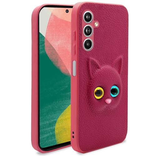 Pikkme Samsung Galaxy M54 5G / F54 5G Back Cover for Girls | Cute Cat Leather Finish | Soft TPU | Case for Samsung Galaxy M54 5G / F54 5G (Pink)- Best and cheap mobile covers in India