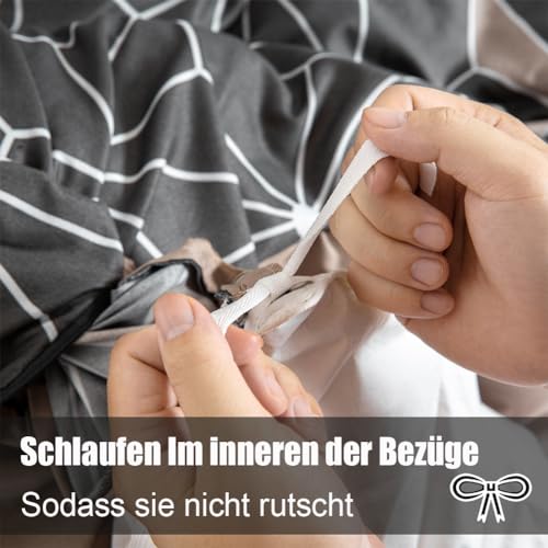 Soifox Bettwäsche 135x200 Grau Bettgarnitur - Geometrisch Bettwäsche Sets Microfaser Bettbezug 135 x 200cm mit Kissenbezug Bügelfrei & Knitterfrei Modern Deckenbezug mit Reißverschluss