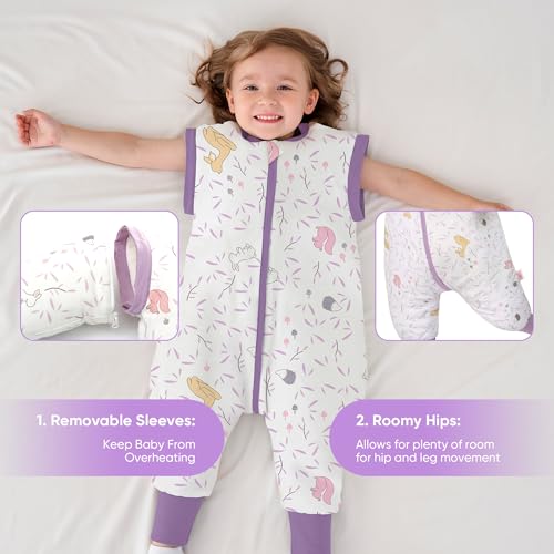 Image of LAT Winter Baby Sleep Bag with Feet,3-way zip Wearable Blanket with Removable Sleeves,Warm Sack for Toddler 2.5 TOG