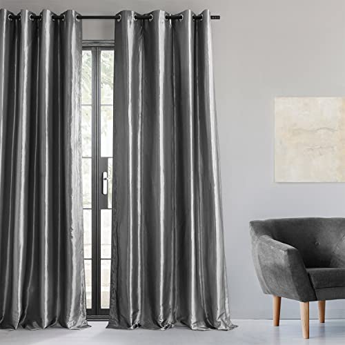 Hpd Half Price Drapes PTCH-BO005-96-GR Grommet Faux Silk Taffeta Blackout Curtains For Bedroom 50 X 96  thumb #1