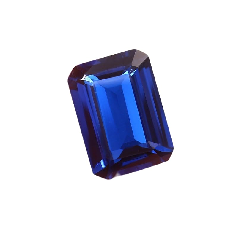Saphir bleu bleuet naturel 14x10mm en forme d'émeraude pour la création de bagues et bijoux