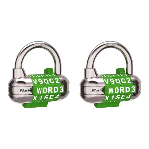 Image of Master Lock Locker Lock, Set Your Own Word Combination Padlock, Green, 2 Pack, 1534GRNEC2