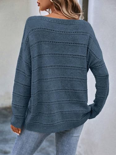 Image of Sweaters for Women Long Sleeve Boat Neck Soft Oversized Sweater Tops Casual Outfits
