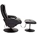 JC HOME Drammen Massaging Leather Recliner and Ottoman with Leather-Wrapped Base, Black