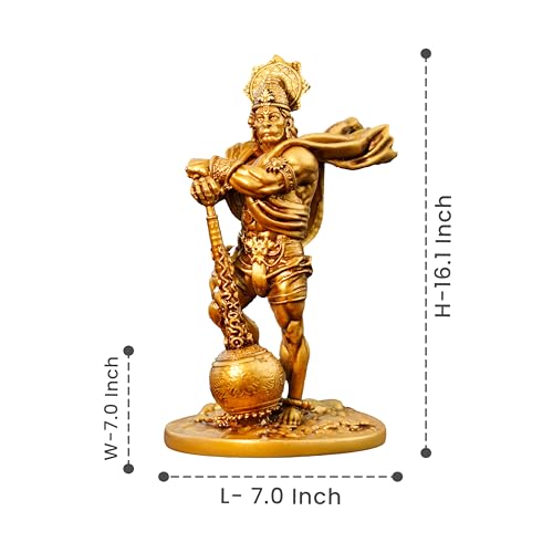 Image of Artarium Panchmukhi Bahubali Hanuman Idol for Home Decor (16 Inch), Antique Bajrang Bali Hanuman Ji Murti, Pavan Putra Decorative Showpiece for Pooja Room, Temple, Office & Gift