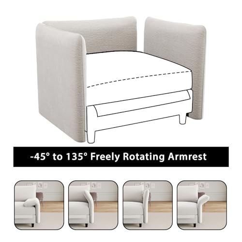 DreamDashio Chenille Armrest/Backrest Adjustable Angle for Modular Sectioanl Sofa, 3 Pieces, Beige