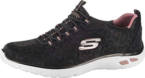 Skechers EMPIRE D'LUX SPOTTED, Zapatillas para Mujer, Black Mesh / Rose Gold Trim, 37 EU
