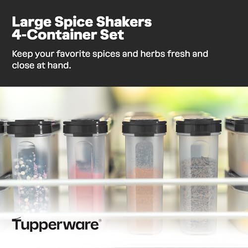 Image of Tupperware Large Spice Shakers, Set of 4, Keeps Dry Herbs and Spices Fresh, BPA-Free, Dishwasher Safe