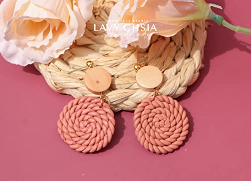 Polymer Clay Rattan Earring,Lavy Chsia Handmade Lightweight Statement Boho Drop Dangle Earrings,Jewelry Gifts For Women Girls (B) #TOP2